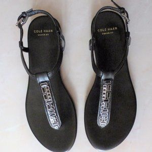 Cole Haan Size 5 Black T-Strap Jeweled Sandal